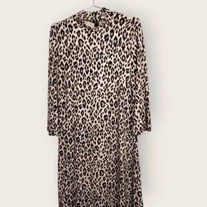 CHICOs Womens Dress Sz 8 Animal Print Black Cream Bodycon Jersey Stretch Glamour